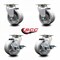 Service Caster 4'' V-Groove Semi Steel Swivel Caster Set with Bronze Bearings 2 Brakes, 4PK SCC-20S420-VGBZ-2-TLB-2 - alternate 2